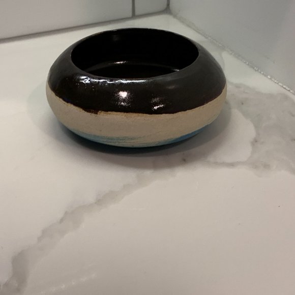 Handcrafted Pottery With Blue and Brown Glaze - Picture 4 of 9